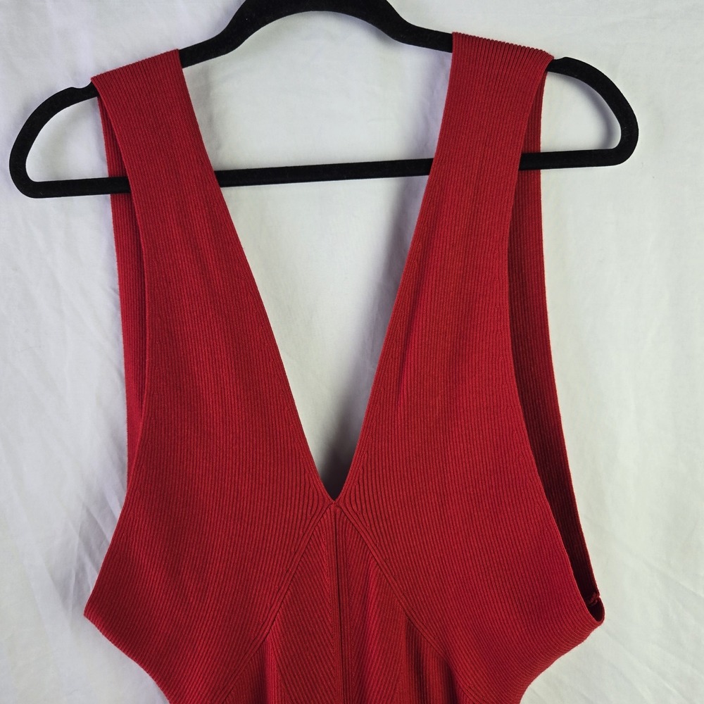 Banana Republic Lenzing Ecovero Serene Sweater Dress Large Red Ribbed Date Night - Picture 5 of 16